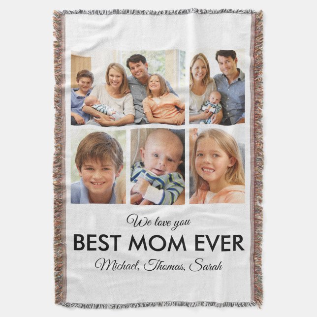 Best Mom Ever Photo Collage Mothers Day Throw Blanket (Front Vertical)
