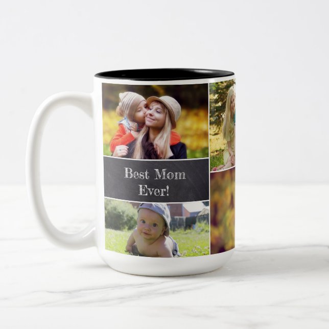 Best Mom Ever Photo collage Mother's day Two-Tone Coffee Mug (Left)