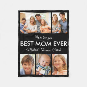 Best Mom Ever Photo Collage Mothers Fleece Blanket
