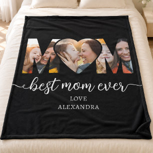 Best Mom Ever Photo Collage Mothers Gift Fleece Blanket