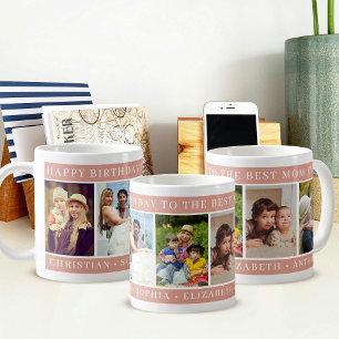 Best Mom Ever Photo Collage Peach Happy Birthday Coffee Mug