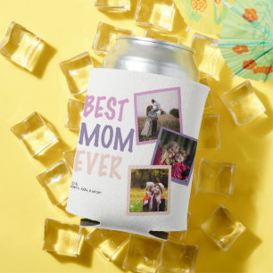 Best Mom Ever Photo Collage Personalized Pastel Can Cooler