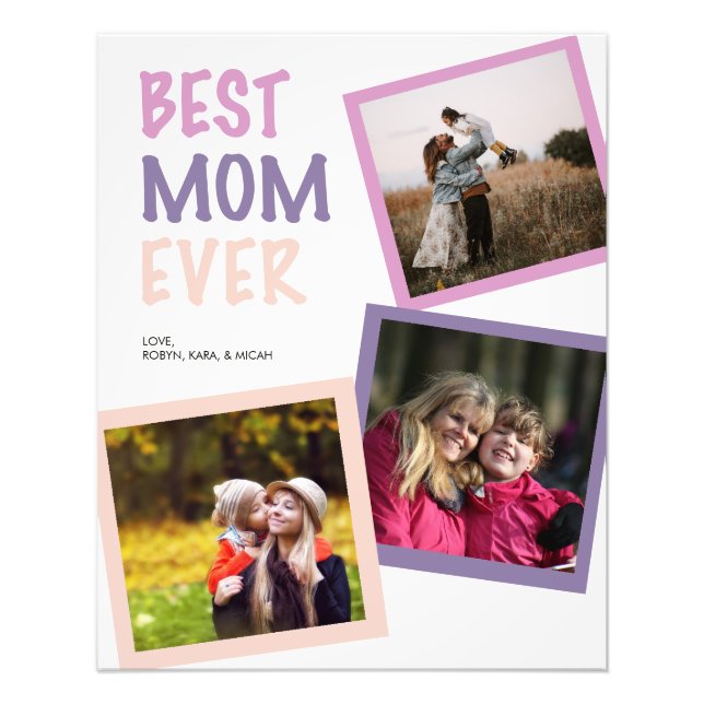 Best Mom Ever Photo Collage Personalized Pastel Print (Front)