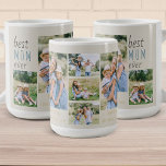 Best Mom Ever Photo Collage Personalized Stone Coffee Mug<br><div class="desc">Best Mom Ever mug to personalize with a photo collage, your name(s), and custom text, such as the occasion and the year. The design is lettered with skinny font typography and casual script with a modern neutral colour palette of stone yellow blue and brown. The photo template is set up...</div>