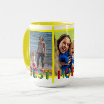 Best Mom Ever Photo Collage Personalized Yellow