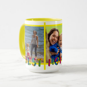 Best Mom Ever Photo Collage Personalized Yellow Mug