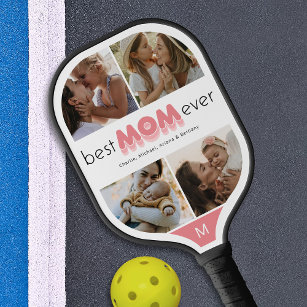 Best Mom Ever Photo Collage Pickleball Paddle