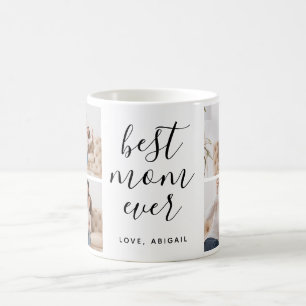 Best Mom Ever Photo Collage with Pretty Script Coffee Mug