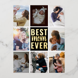 Best Mom Ever Photo Gold Foil Foil Holiday Postcard