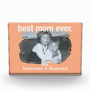 Best mom ever photo keepsake custom boho peach block