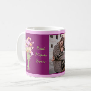 Best mom ever photo & modern flowers Mother’s Day  Coffee Mug