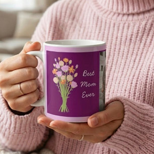 Best mom ever photo & modern flowers Mother’s Day  Coffee Mug