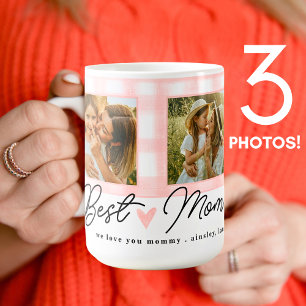 Best Mom Ever Photo Mothers Day Gingham Heart Cute Coffee Mug