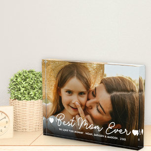 Best Mom Ever Photo Mother's Day Hearts Script Block