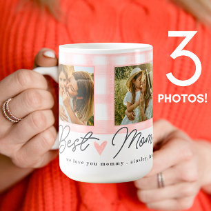 Best Mom Ever Photo Mothers Gingham Cute Script Coffee Mug