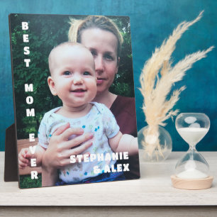 Best Mom Ever Photo names keepsake typography  Plaque