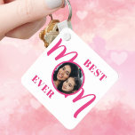 Best Mom Ever Photo Pink Keychain<br><div class="desc">This Best Mom Ever Photo Keychain is decorated with the word Mom in stylish pink typography.
Easily customizable with your photo.
Makes a perfect Mother's Day gift.</div>
