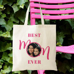 Best Mom Ever Photo Pink Mother's Day Tote Bag<br><div class="desc">This Best Mom Ever Photo Tote Bag is decorated with the word Mom in stylish pink typography.
Easily customizable with your photo.
Makes a perfect Mother's Day gift.</div>
