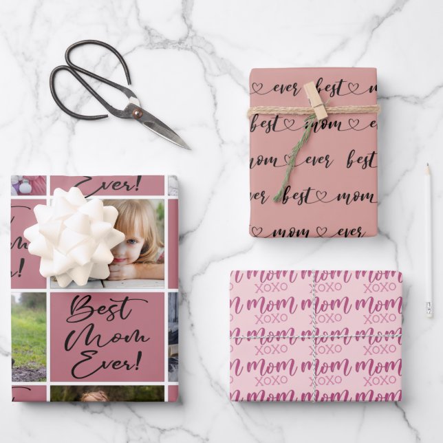 Best Mom Ever Photo Wrapping Paper Sheet (Front)