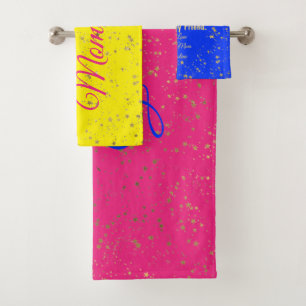 Best Mom Ever Pink Blue others Day Template Bath Towel Set