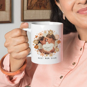 Best Mom Ever Pink Gold Cute Floral Mother Photo Coffee Mug