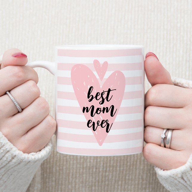 Best Mom Ever Pink Heart Mother's Day Coffee Mug (Creator Uploaded)