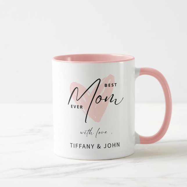 Best Mom Ever Pink Heart Script Cute Message  Mug (Right)