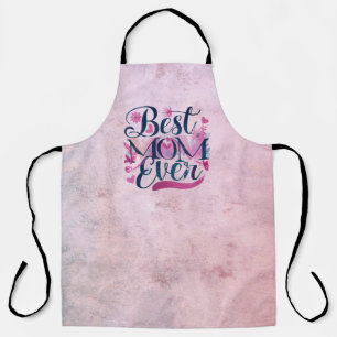 Best Mom Ever Pink Hearts Butterflies and Floral Apron