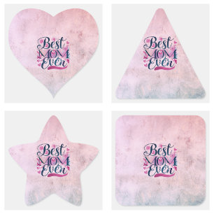 Best Mom Ever Pink Hearts Butterflies and Floral Square Sticker