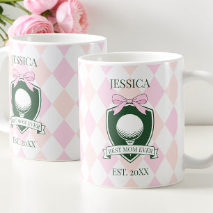 Best Mom Ever Pink Modern Lady Golfer Mother's Day Coffee Mug