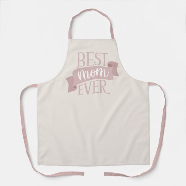 Best mom ever. Pink modern lettering mothers day Apron (Front)