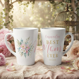 Best Mom Ever Pink Wildflower Mom MH26 Latte Mug