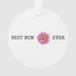 BEST MOM EVER Pink Yellow Daisy Kids NAMES Sweet Ornament