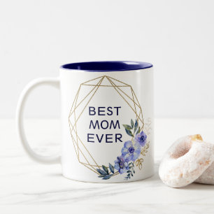 Best Mom Ever Pretty Gold Frame Floral Photo Two-Tone Coffee Mug