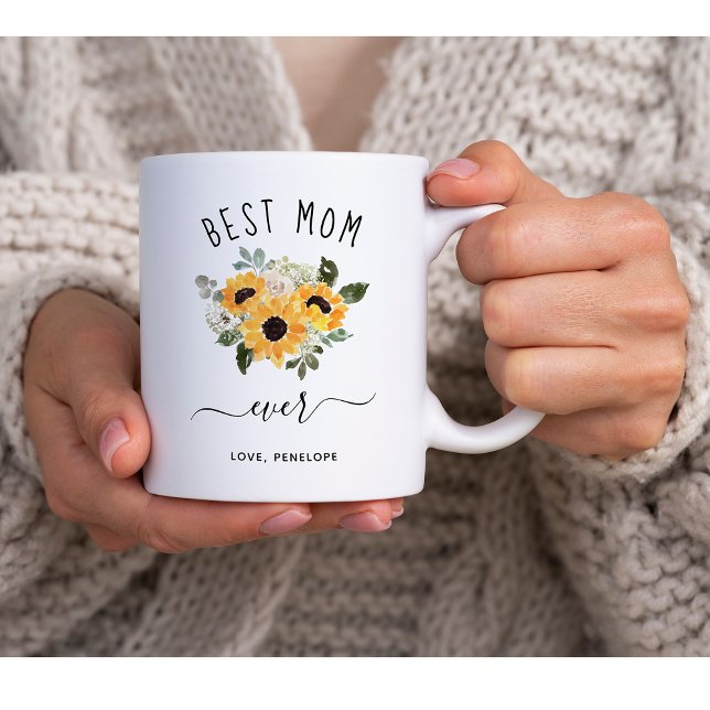 Best Mom Ever | Pretty Rustic Sunflowers Coffee Mug (Creator Uploaded)