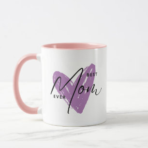 Best Mom Ever Purple Heart Script Cute Message  Mug