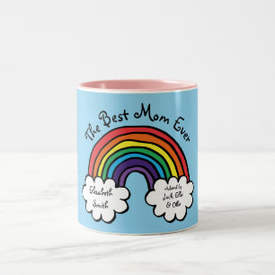 Best Mom Ever Rainbow Blue Two-Tone Coffee Mug