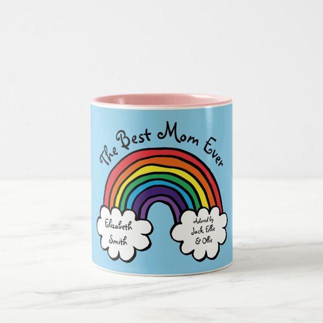Best Mom Ever Rainbow Blue Two-Tone Coffee Mug (Center)