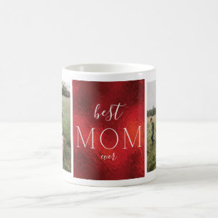 Best Mom Ever RED Christmas Foil Custom Photo Coffee Mug