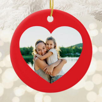 Best Mom Ever Red Heart Border Ceramic Ornament