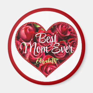 Best Mom Ever Red Heart Elegant Modern Mothers Day Magnet