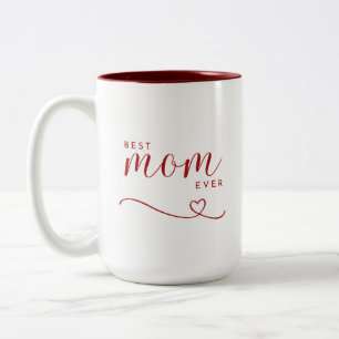 Best Mom ever red heart elegant Two-Tone Coffee Mug