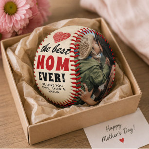 Best Mom Ever Red Heart Mother`s Day 2 Photo  Softball