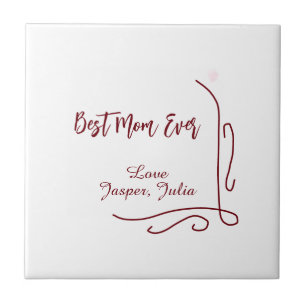 Best mom ever red love Spanish border stylish  Tile