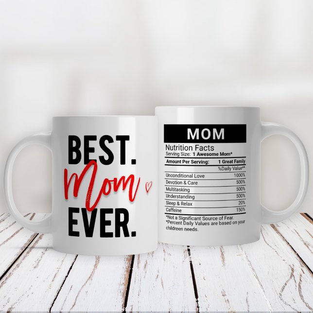Best Mom Ever Red + Nutrition Facts, Large Coffee Mug (Creator Uploaded)