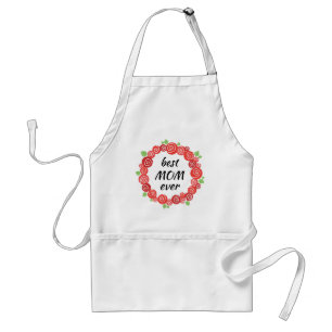 Best mom ever red roses wreath spring  standard apron