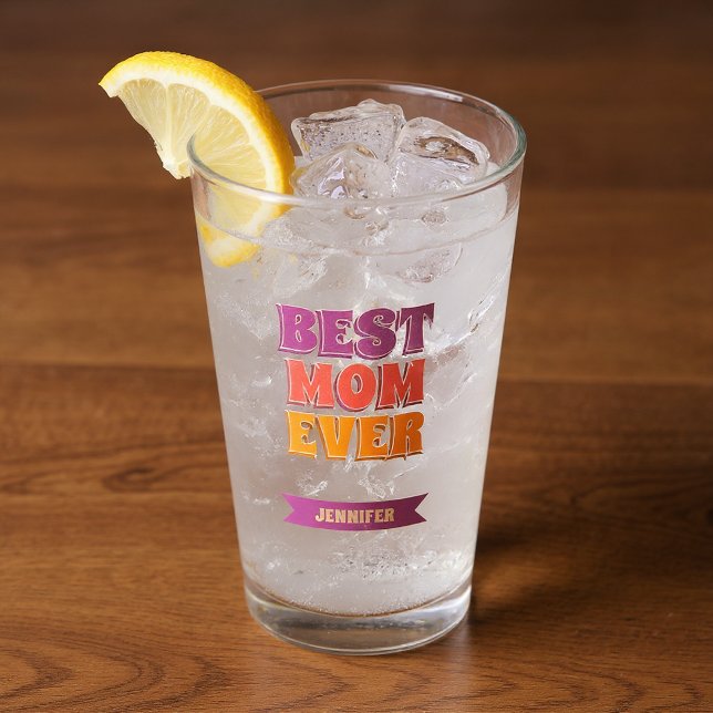 Best Mom Ever Retro Custom Name Funky Colorful  Glass (Creator Uploaded)