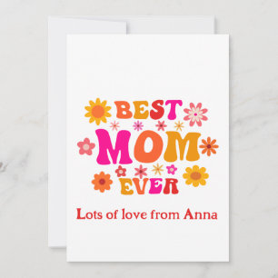 Best Mom Ever Retro Groovy Floral Mother's Day  Card
