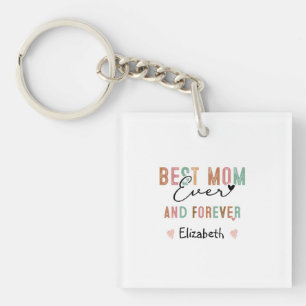 Best Mom Ever  Retro Script Groovy Mother's day  Keychain