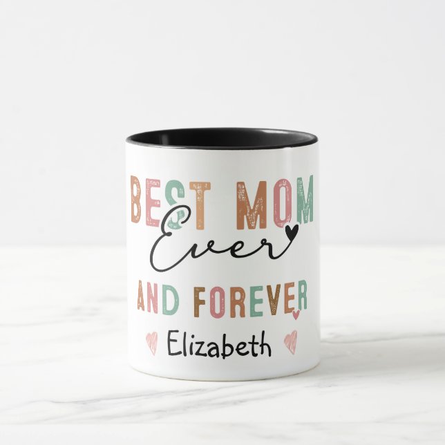 Best Mom Ever  Retro Script Groovy Mother's day  Mug (Center)